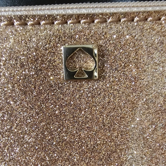 Kate Spade Mavis Street Gia Large Rose Gold Sparkle Glitter Pouch Clutch NWOT - Picture 2 of 7